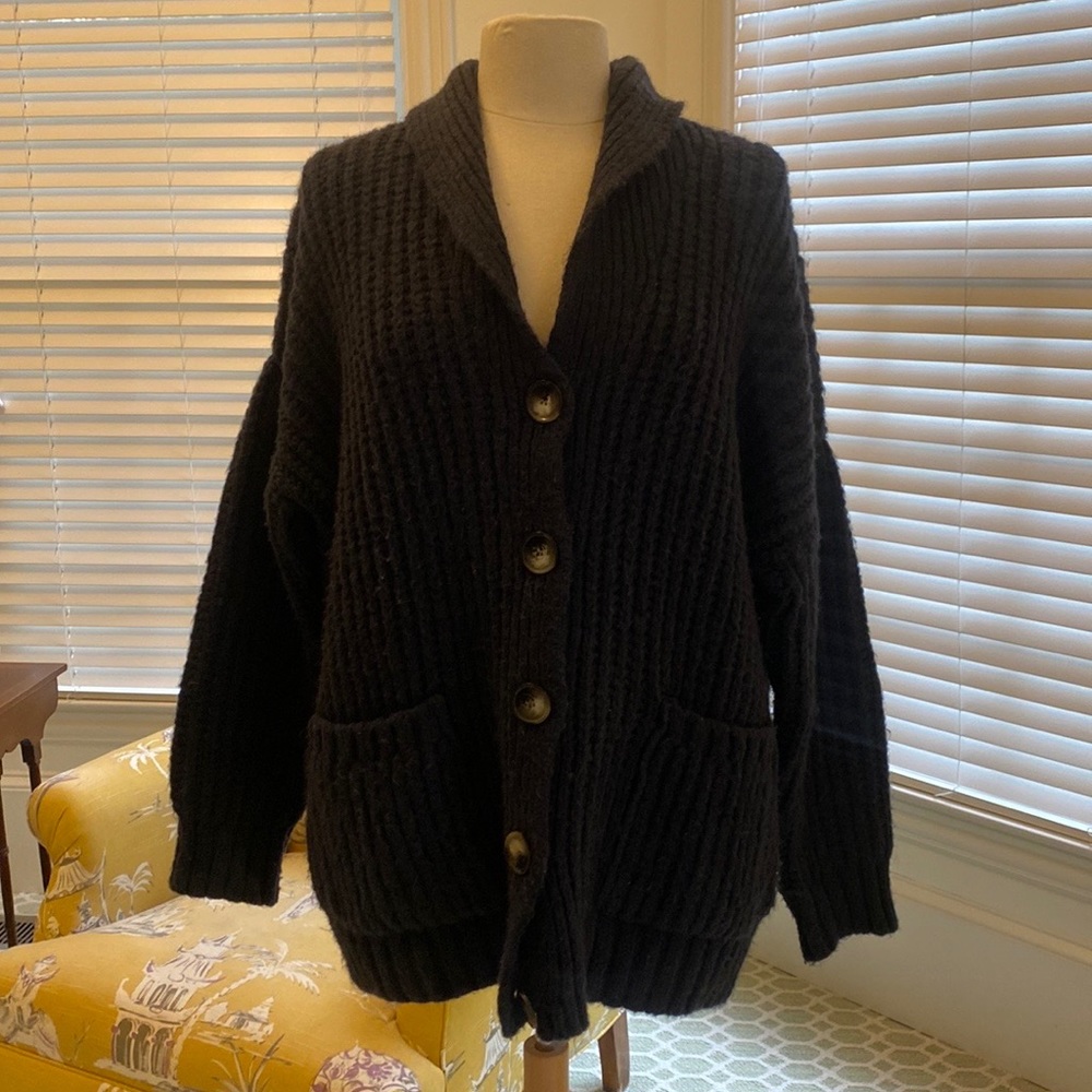 Zara chunky knit cardigan small navy